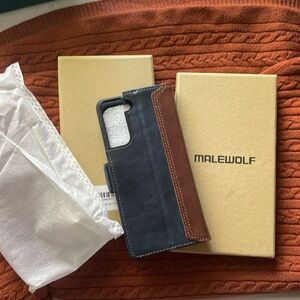 Malewolf NWT phone case wallet card holder compatible with Samsung Navy Blue